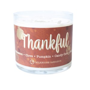 Milkhouse Candles THANKFUL LE Thanksgiving 12 oz Jar